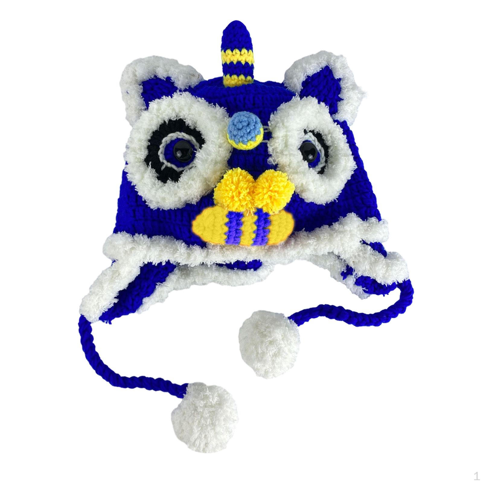 

Шляпа в виде животного, китайский вышитый головной убор с ушами для танца льва, теплая зимняя M