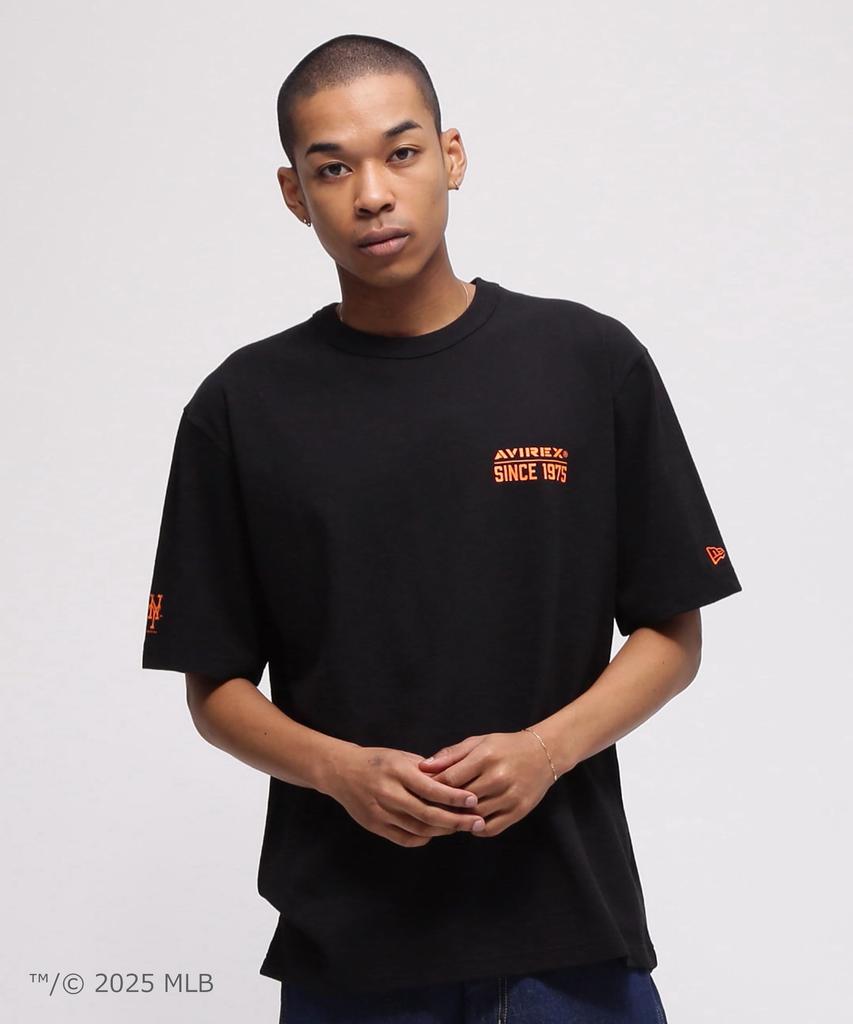 AVIREX New Era New York Size Met's T-Shirt, Men's, M, 010, Black, 783-5234011