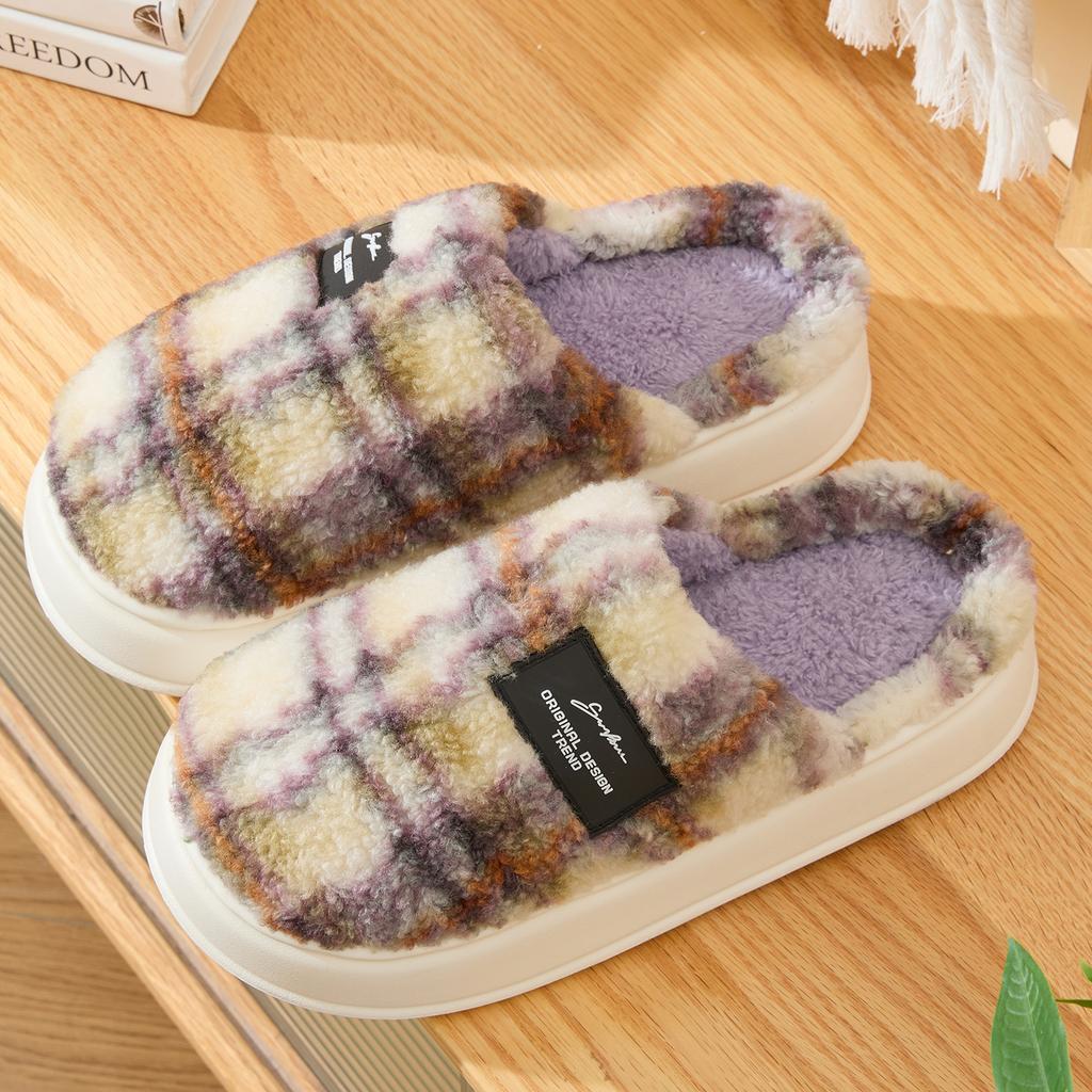 Winter Women Home Slippers Plush Warm Thick Bottom Slides Breathable Soft Non-slip Slippers Indoor Outdoor Men Casual Slippers