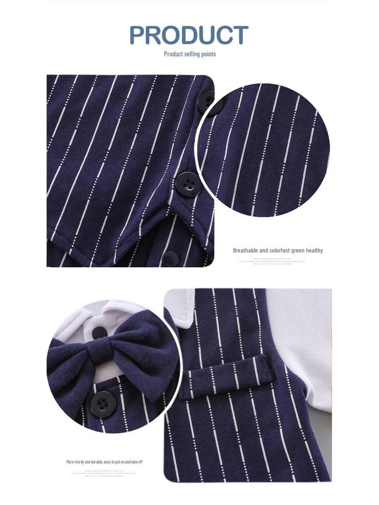 Macacão de Manga Comprida para Bebê Menino Estilo Coreano - Outono/Primavera Gentleman Body Pijama