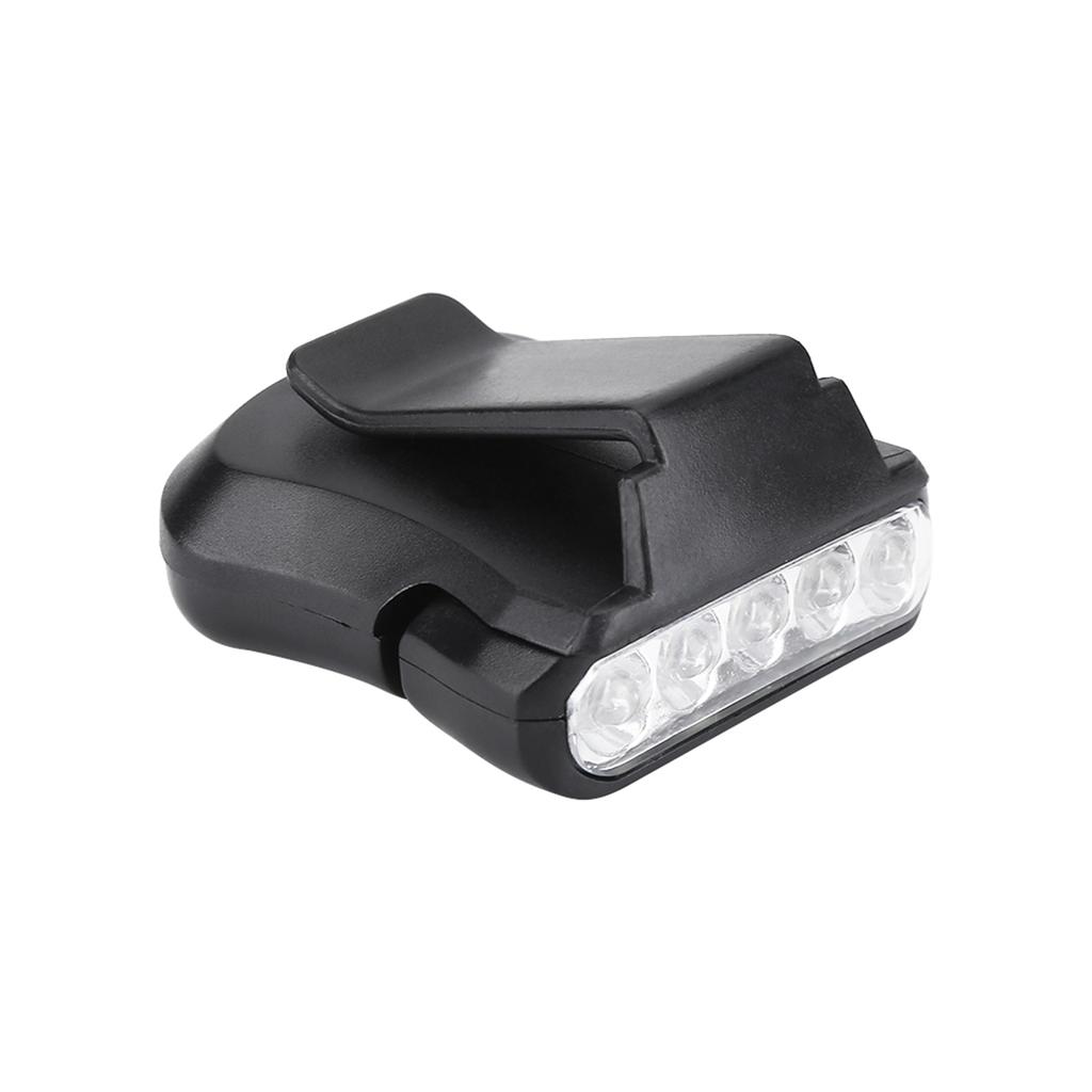 5 LED   Clip Head Lamp Light Hat HeadLamp For Outdoor Fishing Camping (Black)