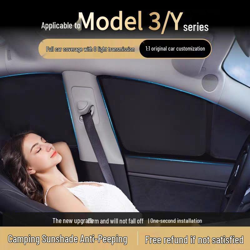 Model Y Renew 3 Car Camping Privacy Side Window Curtains - Sun Protection & Heat Insulation Sunshade