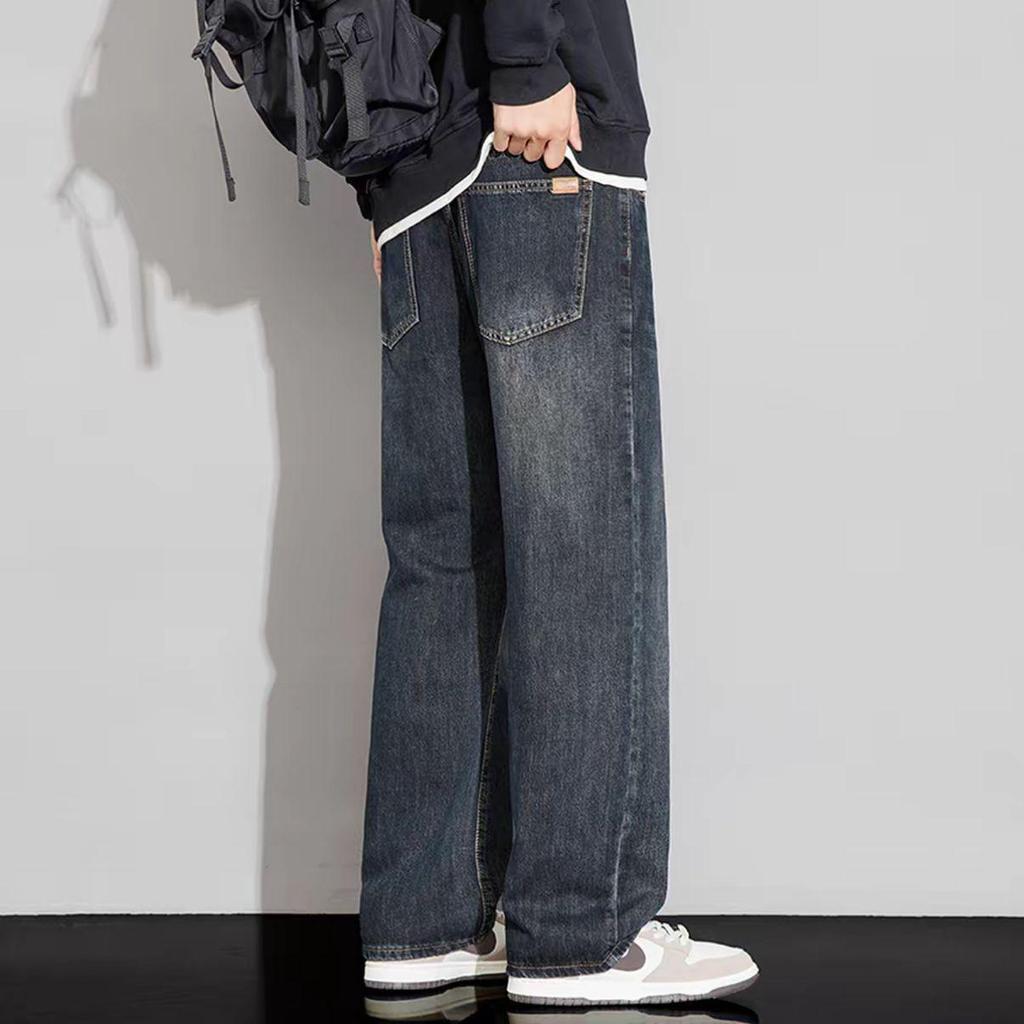 Men's 2025 Retro Loose Straight-Leg Jeans - Wide-Leg Casual Workwear Pants for Autumn and Winter