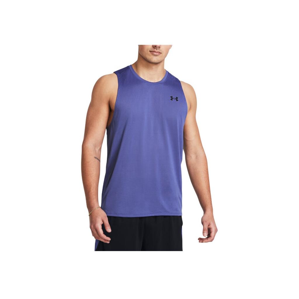 Under Armour Tech Soft Pullover Solid Print Small Logo Crew Neck Sleeveless Vest Men Tops Carbon-Blue 1382795-561