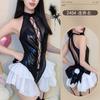 Sexy Lingerie Sexy Uniform Bunny One-piece Patent Leather Straps Cross Ruffle Rabbit Cos Nightclub Suit