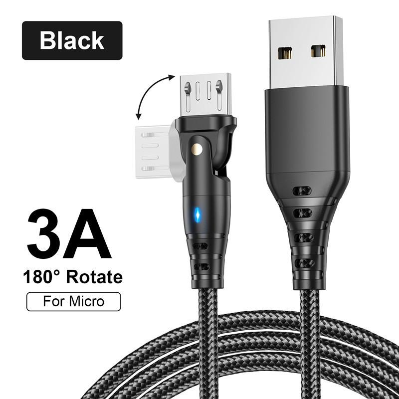 

Поворот на 180 градусов USB-кабель типа C, кабель для быстрой зарядки для телефона Samsung, дата-кабель 3A USB Micro для Xiaomi POCO Oneplus 1m