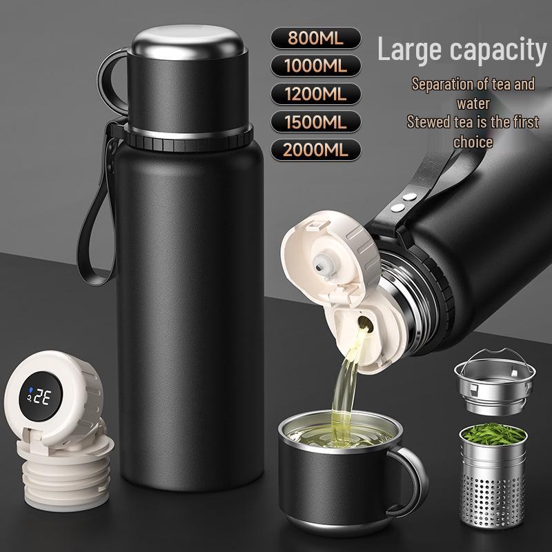 316 Stainless Steel Men's Large Capacity Insulated Outdoor Travel Mug with Tea & Water Separation, Custom Logo