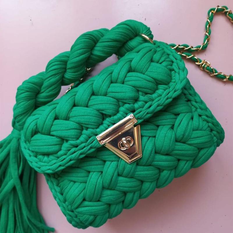 Handmade fabric line set bag by unique women's fashion inclined shoulder bag for ladies