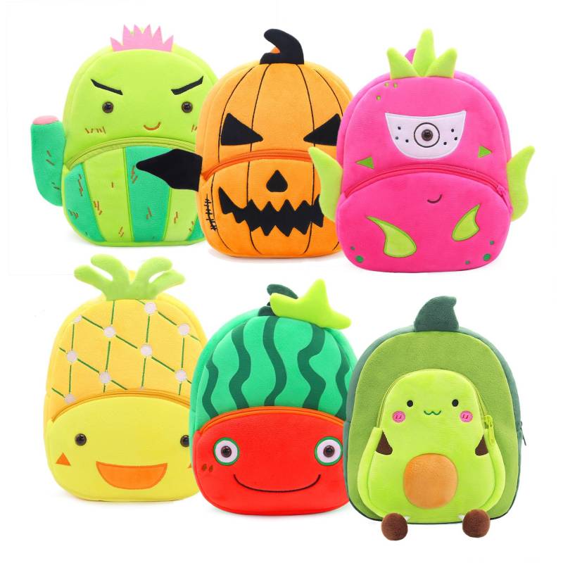 Childrens Fashion Backpack Cute Cartoon Plush Fruit Shape Bag Kindergarten