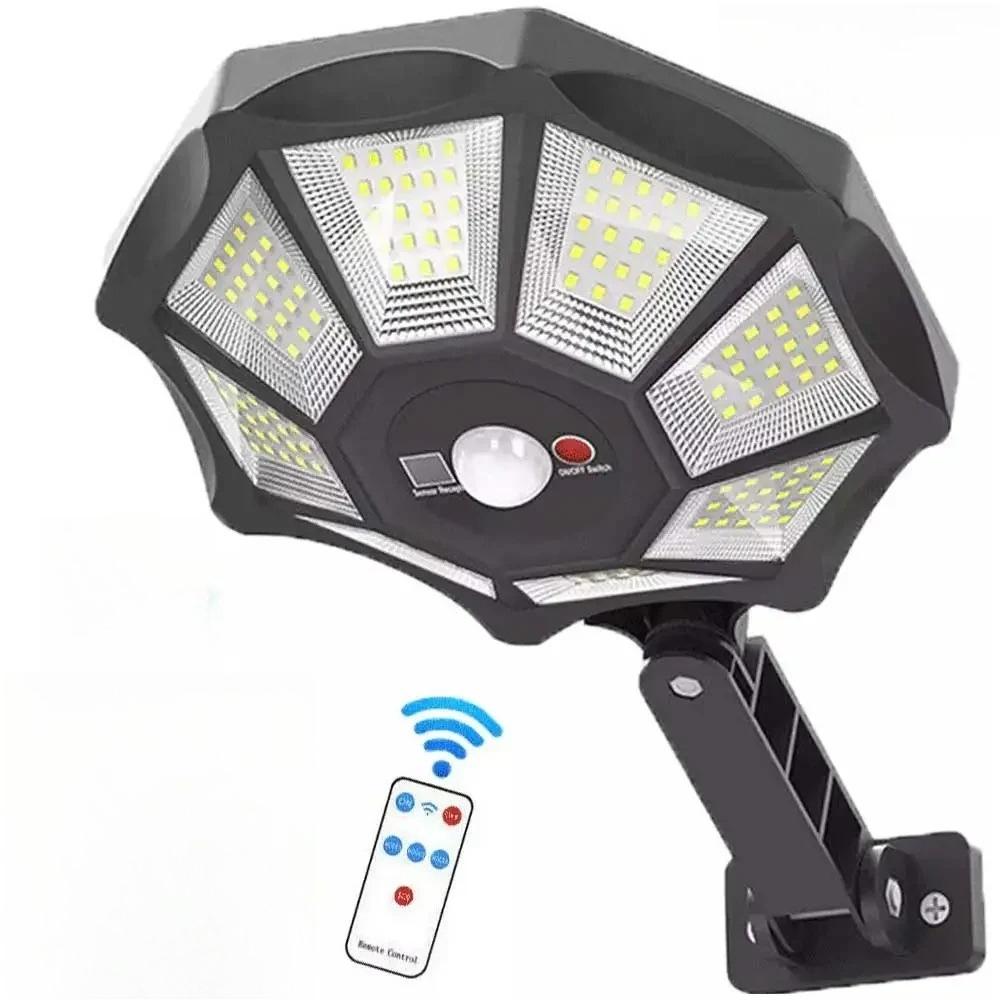 

Solar Powered Street Light with Remote Motion Sensor Solar Outdoor Lights 6500K 168 LED Flood Lights for Outside Parking Yard with remote