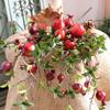 6 Head Artificial Pomegranate Branch Stem Faux Fruit for Vase Realistic Faux Pomegranates Tree Branch for Decoration