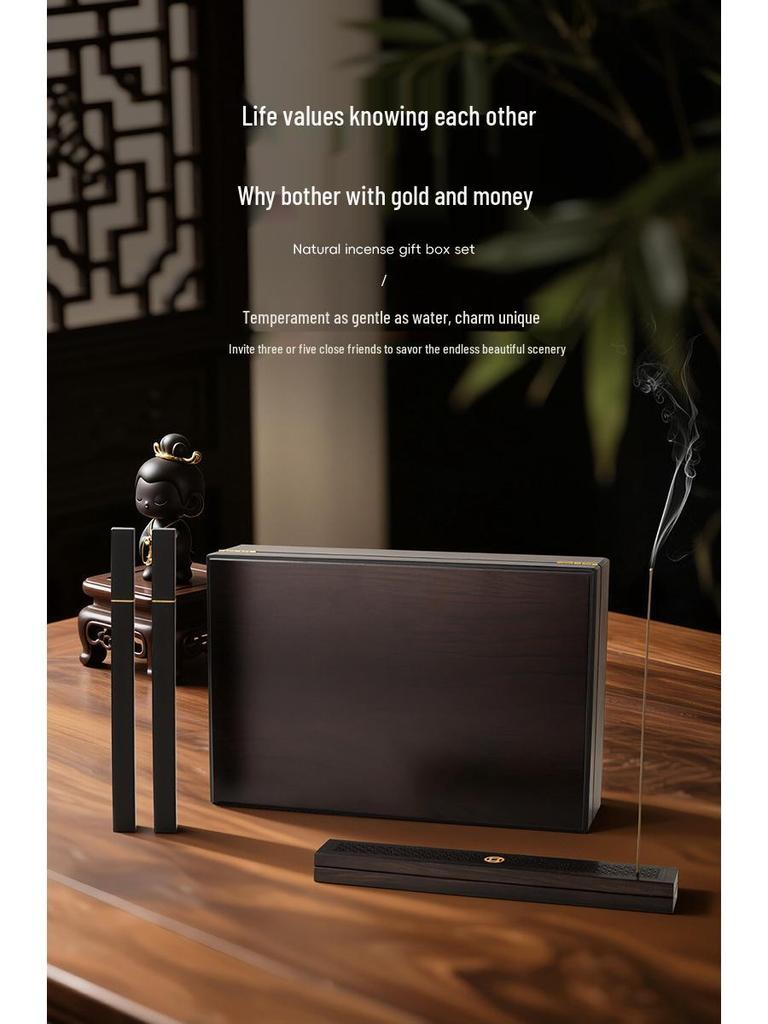 Ebony Agarwood & Sandalwood Incense Holder Gift Set for Chinese Style Aromatherapy