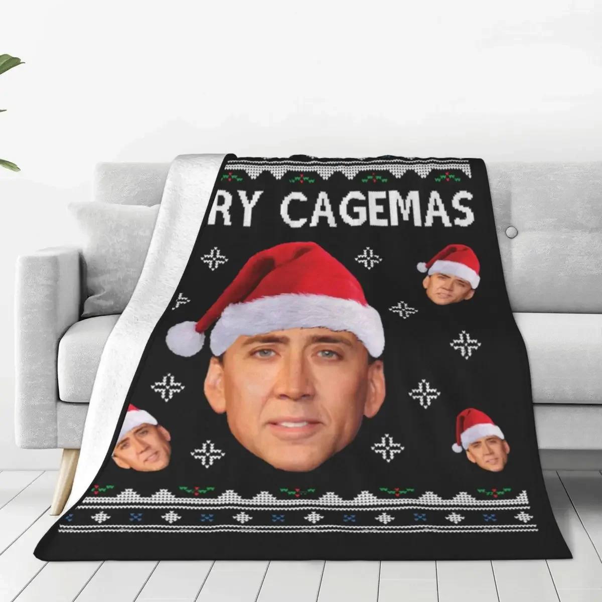 

Nicolas Cage Flannel Blankets Quality Warm Soft Actor Merry Christmas Bedding Throws Autumn Travel Office Bedroom Bedspread 75x90cm
