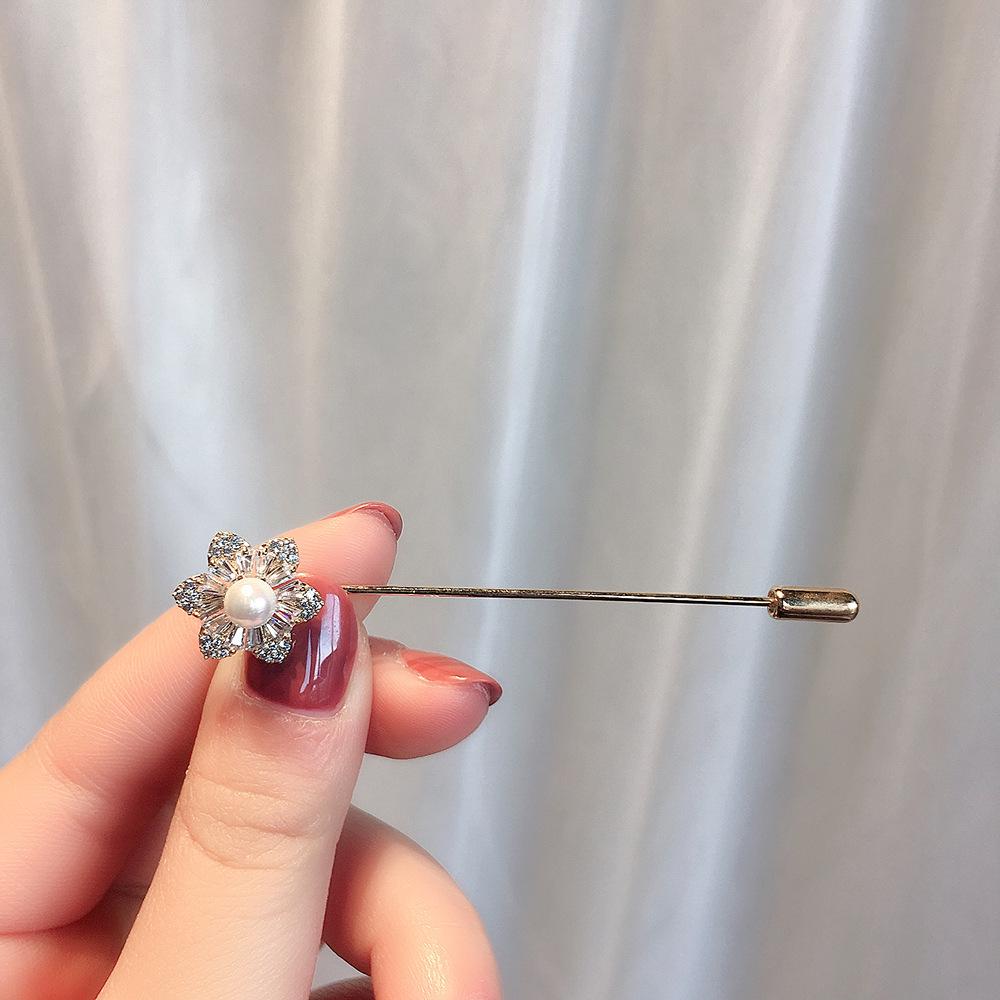 Bo Xin Yun Zirconia Brooch - Elegant Anti-Exposure Pin for Dresses