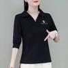 Cross-Border Women's Plus Size Long-Sleeve Polo T-Shirt – Spring, Autumn, and Winter Fashion for Middle-Aged.