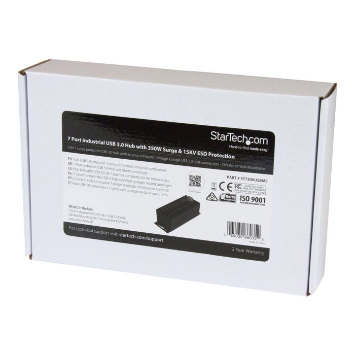 Hub USB 3.0 - STARTECH - ST7300USBME - 7 ports - Protection ESD - Montage sur rail DIN