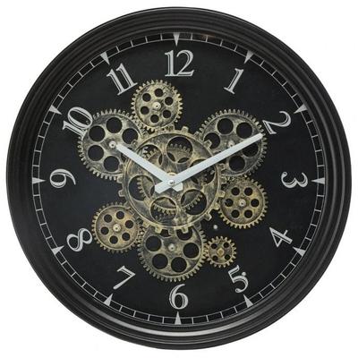 Black Mechanical Clock, Metal Diameter 37 Cm Atmosphera