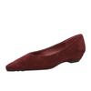 3683-15 European and American style versatile daily simple and comfortable suede pointed head shallow mouth low heel wedge single shoes women's single