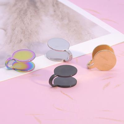 Pince d'oreille créative ronde en acier inoxydable - Boucles d'oreilles DIY sans perçage et accessoires de bijoux