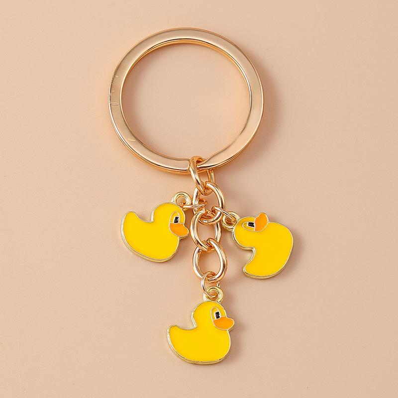 Cute Enamel Dog Penguin Duck Keychain Animal Rabbit Key Ring for Women Girls Handbag Pendants DIY Jewelry Accessories