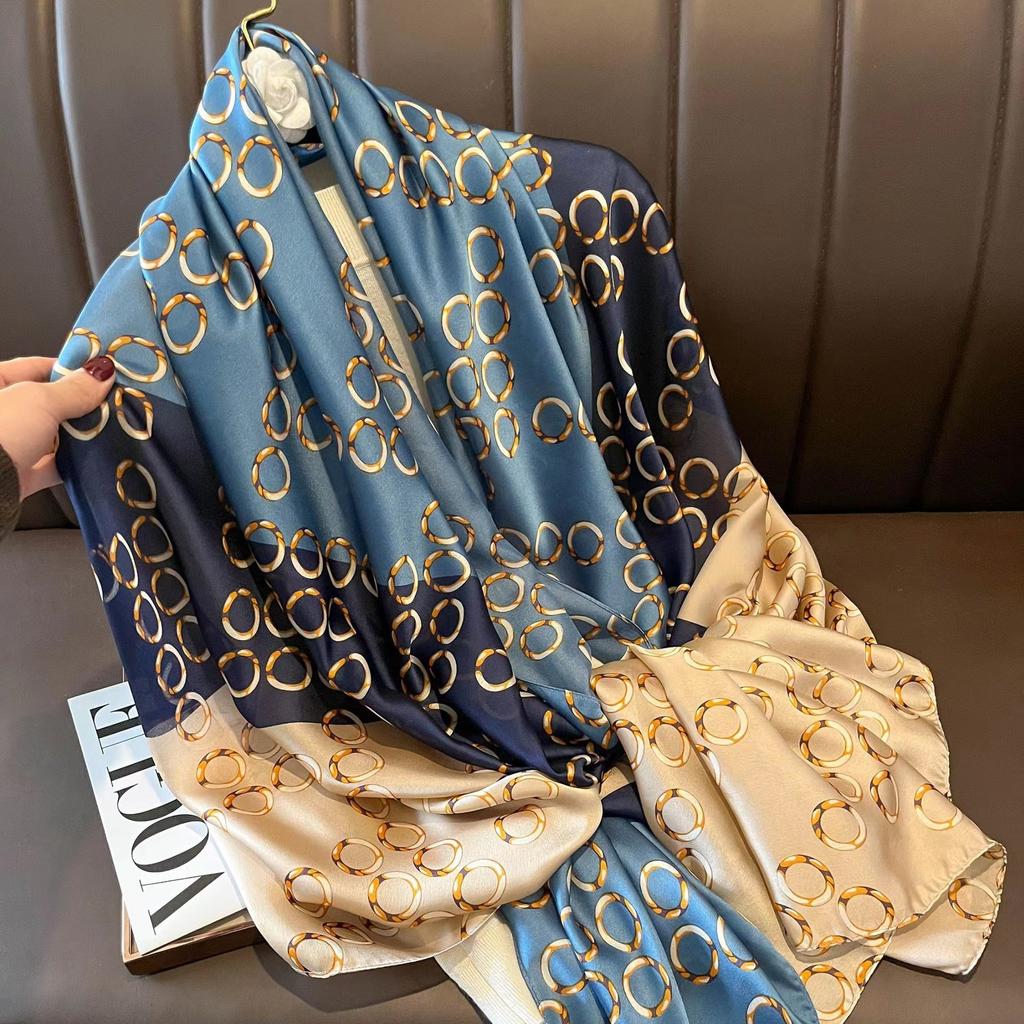 Spring Dustproof Print Shawls Winter Ethnic Style Satin Scarves Fashion Sunscreen Beach Towel Popular 180X90Cm Big Bandanna