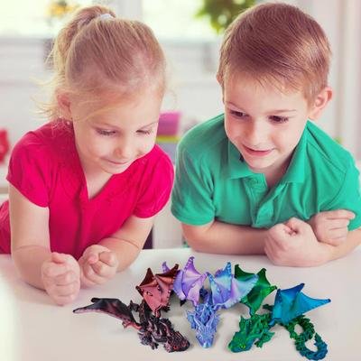 3D-gedruckter geflügelter Drache, beweglicher Drache, Fidget-Spielzeug mit Hörnern, Drachenmodell mit flexiblen Gelenken zur Schreibtischdekoration, Stressabbau