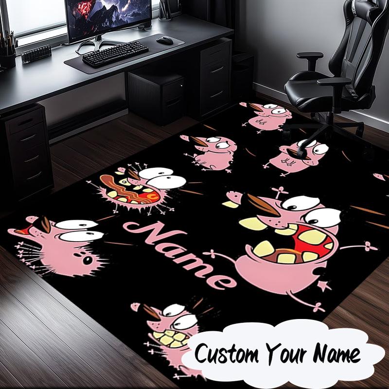 Custom Name Cowardly Dog Adventure Carpet, Chair Rug,Area Rug for Office Bedroom living rooms bedroom, Doormat decor Christmas fan gifts