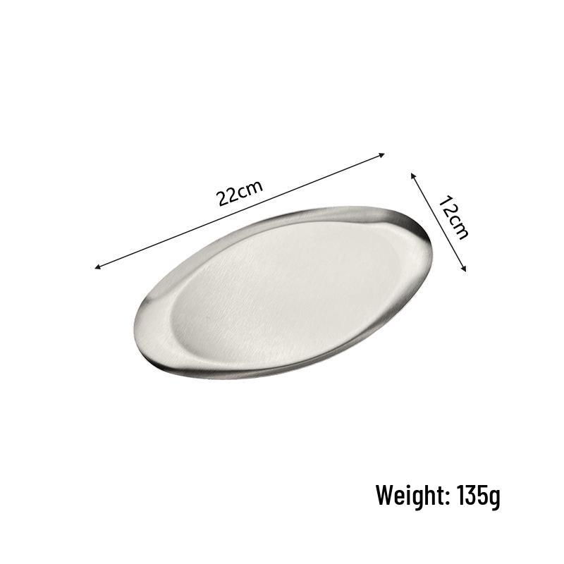 

Korean Stainless Steel Egg-Shaped Plate for Desserts, BBQ, and Snacks