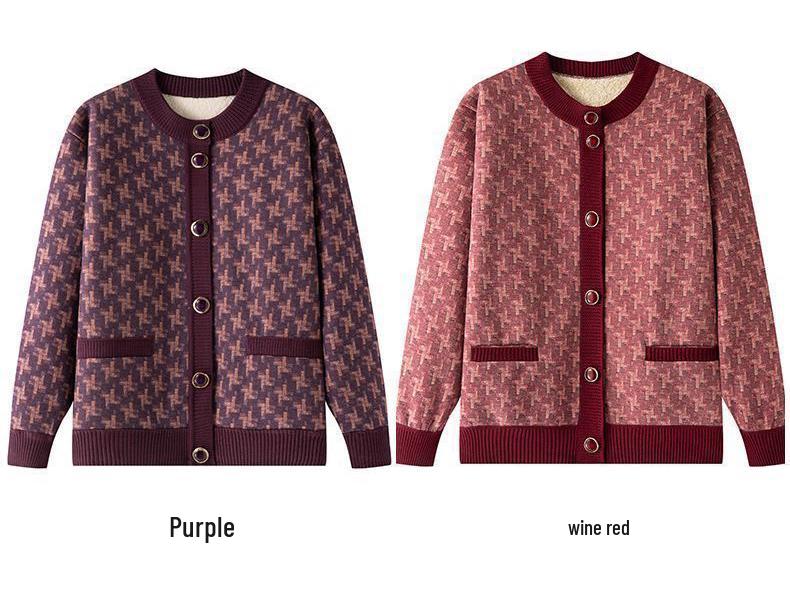 Mom's Floral Cardigan: Slimming, Fleece-Lined, Warm Short Jacket for Spring & Winter