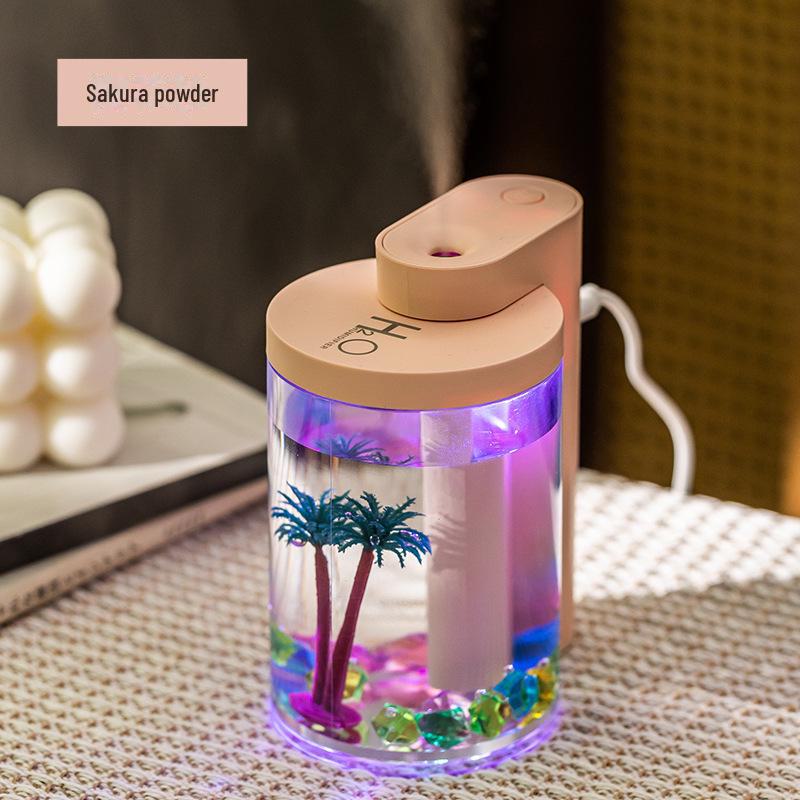 

Трансграничный USB Mini Water Love Micro Landscape Humidifier с большим объемом тумана и бесшумным распылителем вишневый розовый