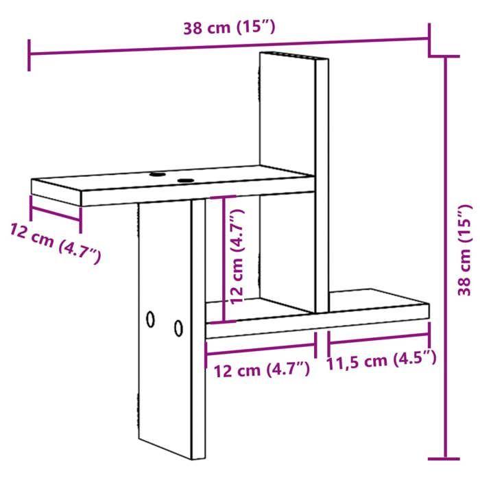 VidaXL Wall Shelves 2 Pcs Black 38x12x38 Cm Engineered Wood 853246
