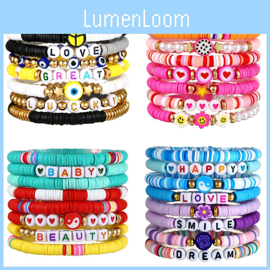 Colorful Polymer Clay Alphabet Bracelets Unisex Geometric Design With Stainless Steel And Acryic For Friendship Gifts
