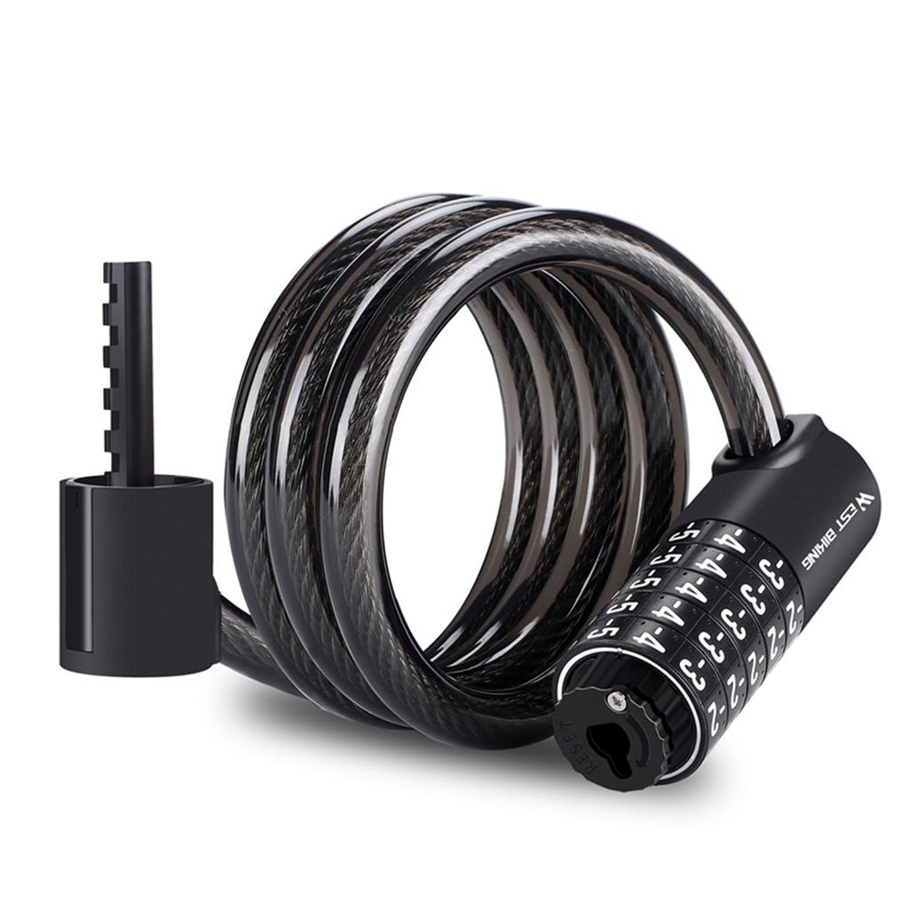 Bicycle Lock 90cm/120cm/150cm Bicycle Lock Cable High Security 5 Digit Resettable Combination Lock