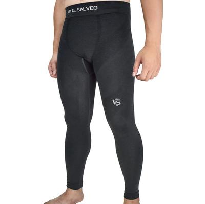 VITAL SALVEO Nahtlose Kompressions-Leggings für Herren, Perfekt zum Laufen, für Workouts und Sport, CQ-8215, Einzelstück, Schwarz (S / M)