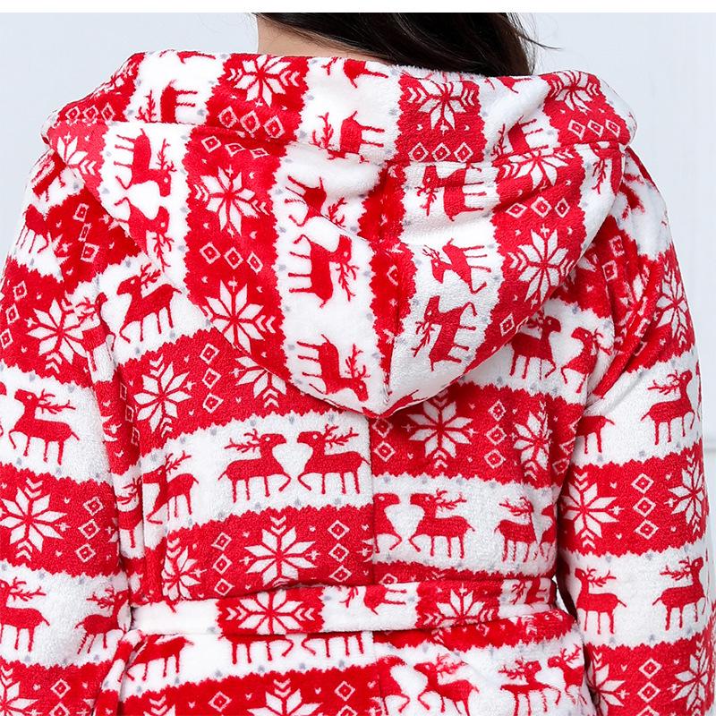 Puszysty Szlafrok Flanelowy Świąteczny Renifer Plus Size - Przytulny i Gruby
