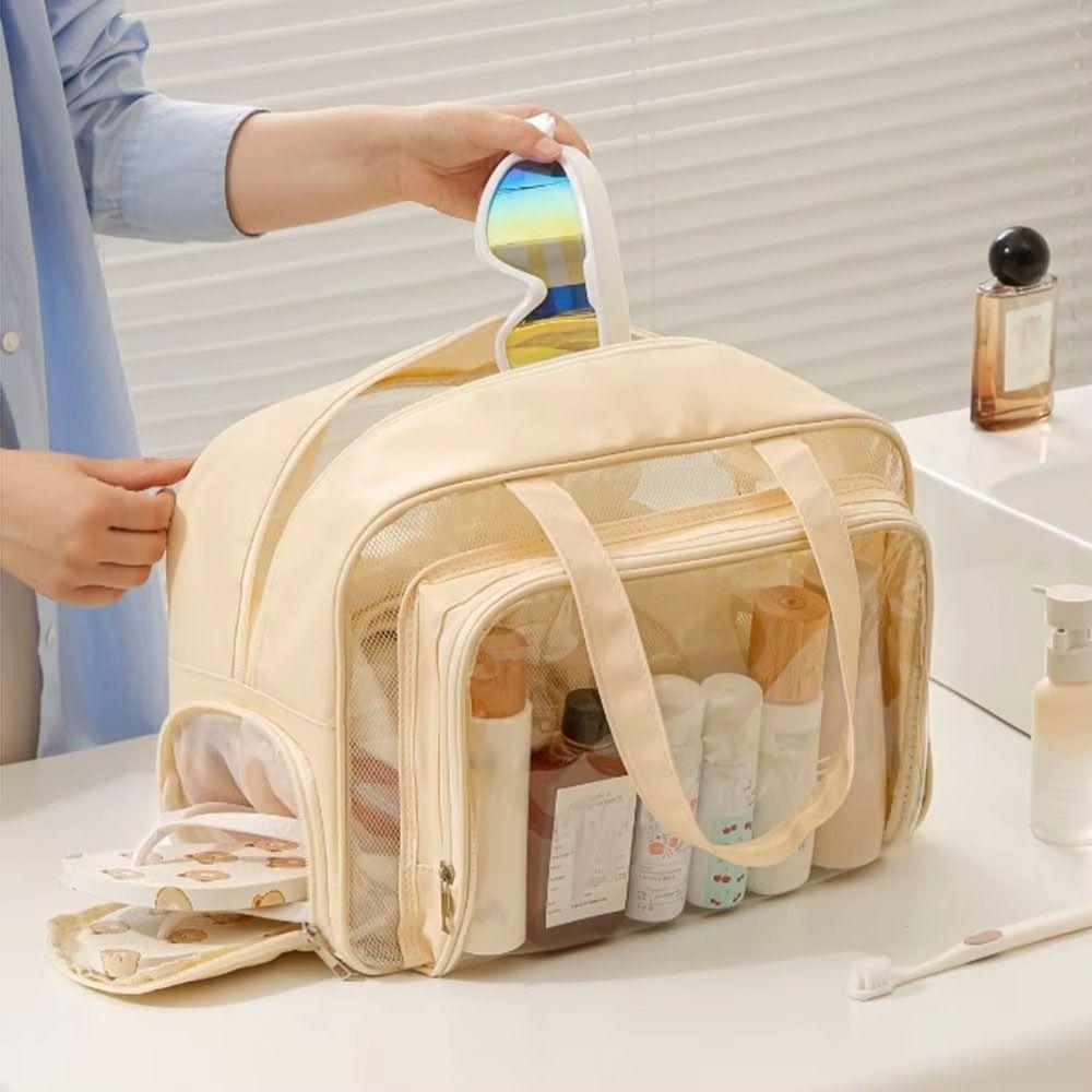 Large Capacity Waterproof Cosmetic Bag Pu Transparent Travel Storage Bag  Outdoor