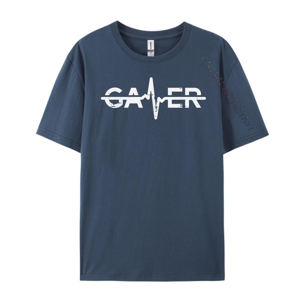 Gamer Heartbeat Funny Video Gaming Men Boys Kids Teens Youth Cream T Shirt Camisetas Harajuku Tshirt