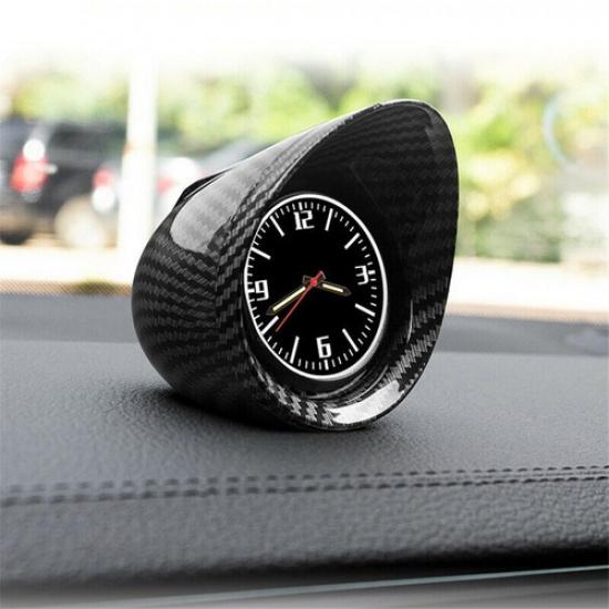 Dashboard Clock Luminous Backlight Car Interior Dash Mount Carbon Fiber Look