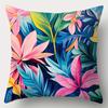 4Pcs Set, Sofa Pillow Cover, Colorful Leaf Pillowcase, 17.7 Inches * 17.7 Inches, Single-Sided Printing, Home Decoration, Sofa L