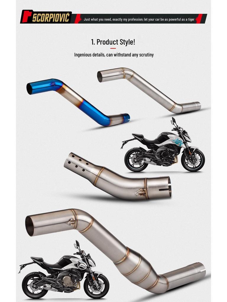 Stainless Steel Mid-Pipe Exhaust with Silencer & Backpressure Chamber for CFMOTO NK400 NK650