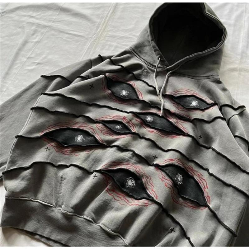 Y2K Devil Eyes Collection Cotton Hoodie Retro Graphic Print Top Sweatshirt