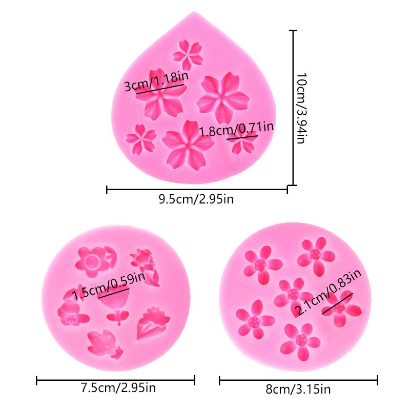 3D Cherry Blossoms Flowers Silicone Mold Diy Sugarcraft Chocolate Fondant Cake Decorating Birthday Wedding Party Baking Mold