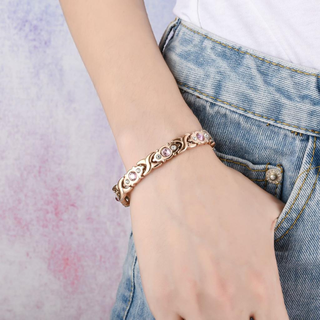 Stainless Steel Bracelet Titanium Steel Fashion Women's Room Gold Micro Inlaid Diamond Magnet Bracelet Trendy Electroplating Handmade
