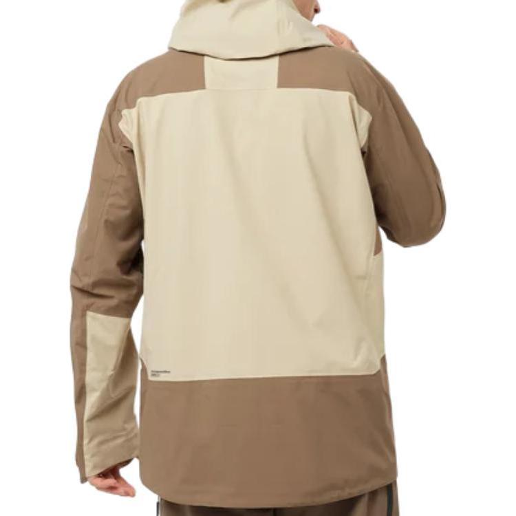 SALOMON Color Block Raglan Hooded Zip Long Sleeve Jacket Men Jackets Khaki LC2323000