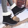 Women Winter Snow Boots Plush Lace Up Mid Calf Boots Thick Sole Warm Cotton Shoes Outdoor Hiking Sneakers Non Slip