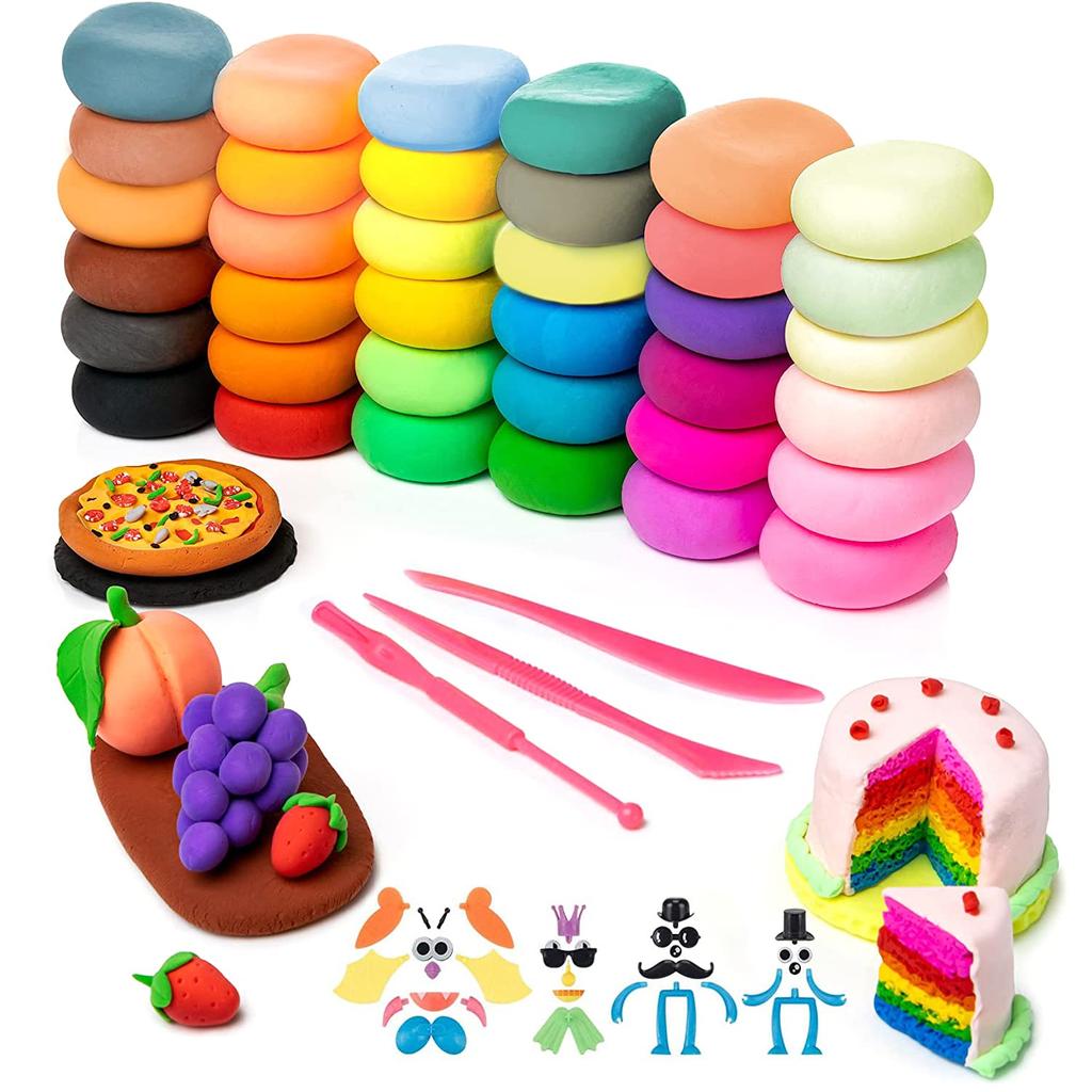 Clay Set with 36 DIY Toy and Crafting Tools Birthday Gift for Boys and Clay for Ages 6 and Up Ultra-Lightweight Colors, Included, Girls, Air-Drying