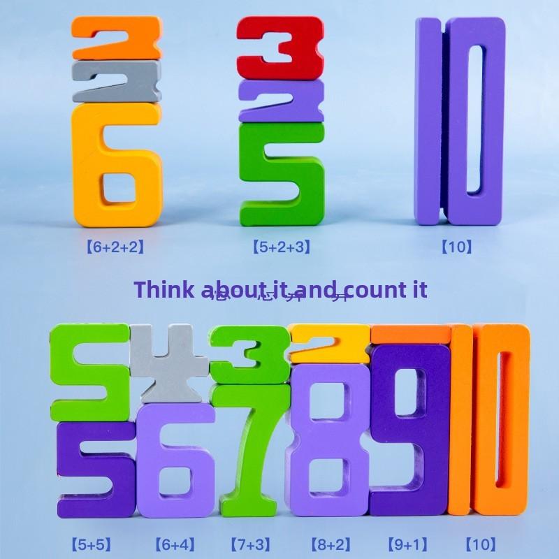 Large Number Wooden Building Block Kids Educational Early Babys Enlightenment