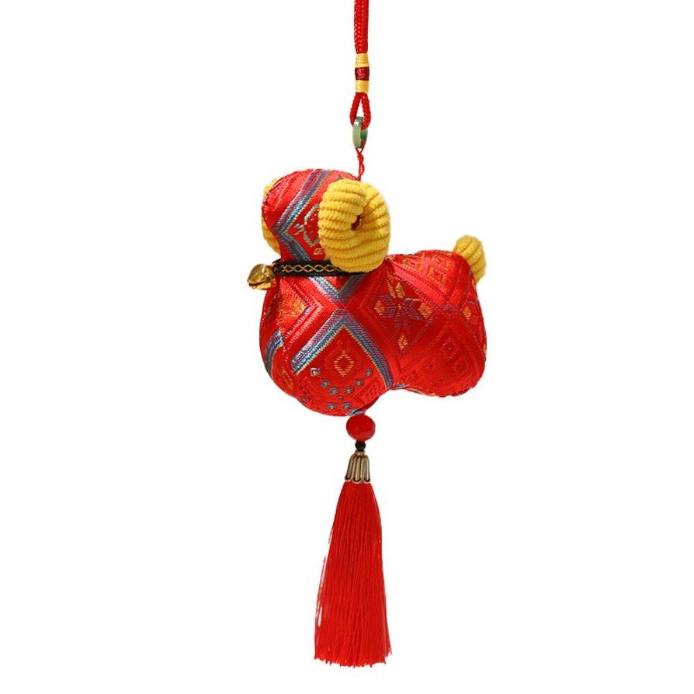 Polyester Fiber Sheep Plush Doll Chinese Style Bag Charm Festive Vibe Key Pendant Gift
