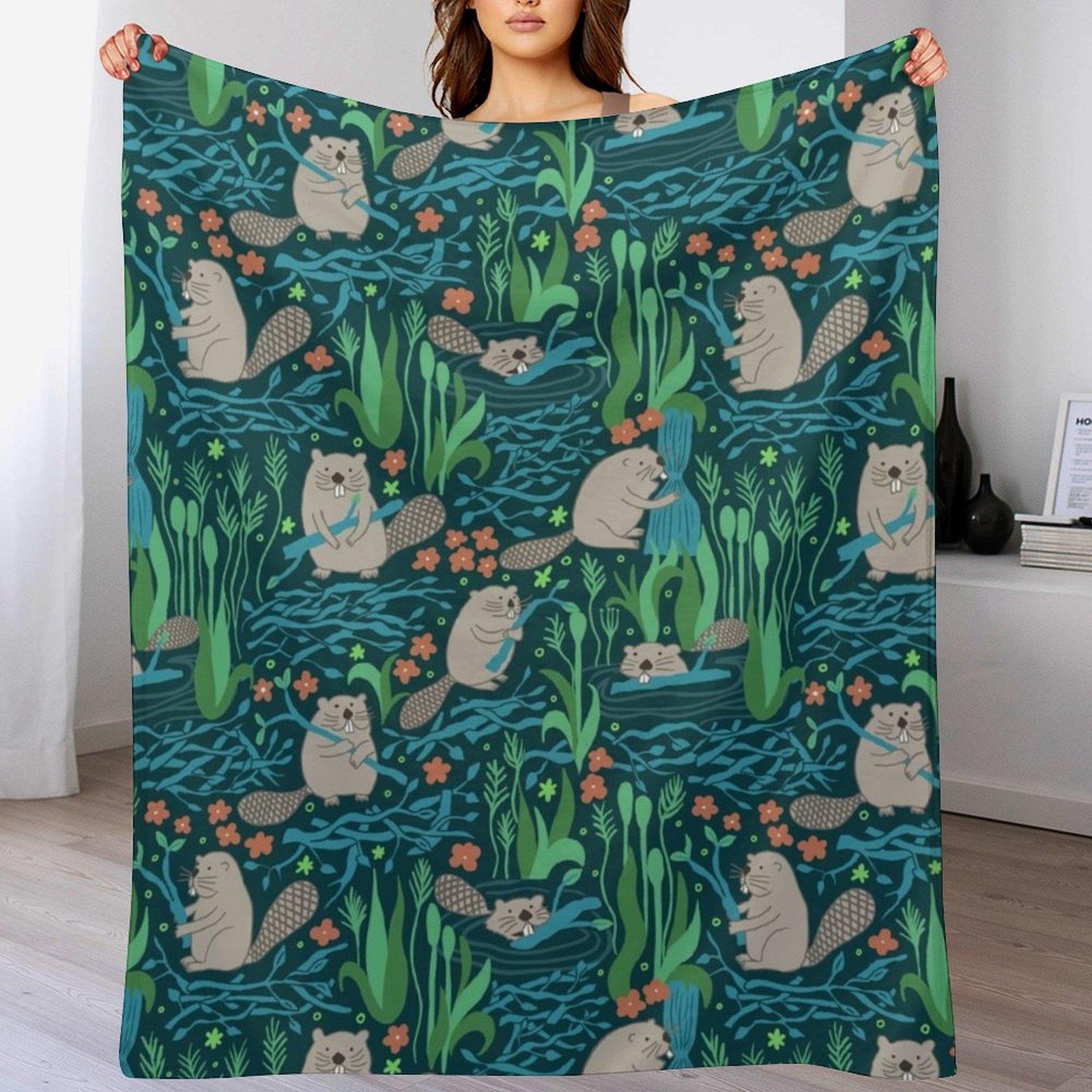 Busy Dam Beavers dark Throw Blanket Stylish Couch Blanket for Home Living Room 102x76cm(40x30in)
