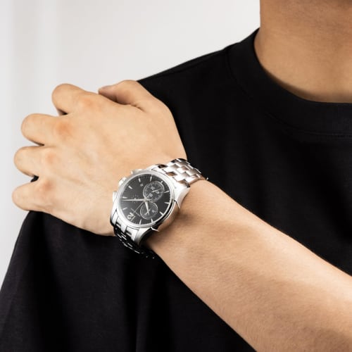 HAMILTON Men's Jazzmaster Watch, Black Dial, Quartz Movement, 10 ATM Water Resistance, Silver, H32612131